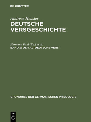 cover image of Der altdeutsche Vers